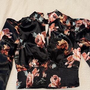 Guess Black and Pink Floral Blouse